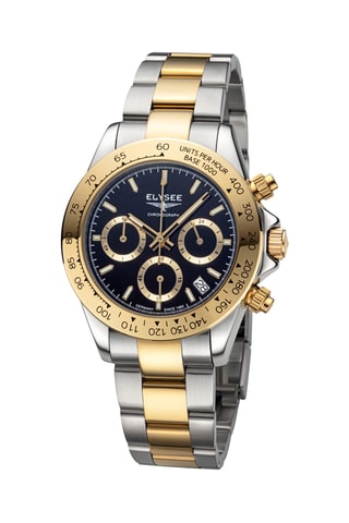 Reloj de cuarzo de acero - Taquímetro - Plateado y dorado