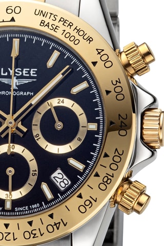 Reloj de cuarzo de acero - Taquímetro - Plateado y dorado