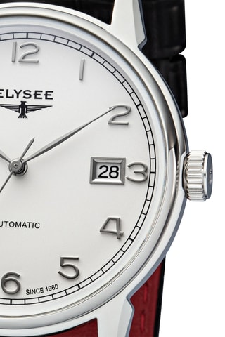 Reloj automático de piel - Negro y plateado