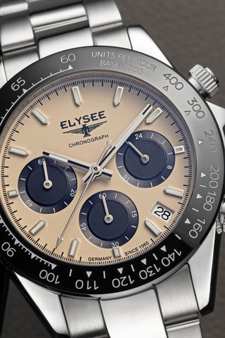 Reloj de cuarzo de acero - Taquímetro - Plateado y negro