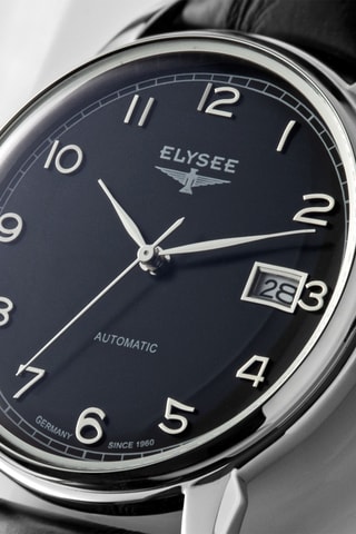 Reloj automático de piel - Negro y plateado