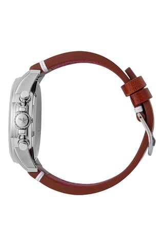 Reloj de cuarzo de piel - Cronógrafo - Marrón y plateado