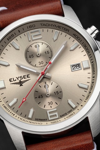 Reloj de cuarzo de piel - Cronógrafo - Marrón y plateado