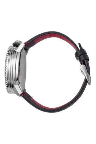 Reloj de cuarzo de piel - Cronómetro - Negro y plateado