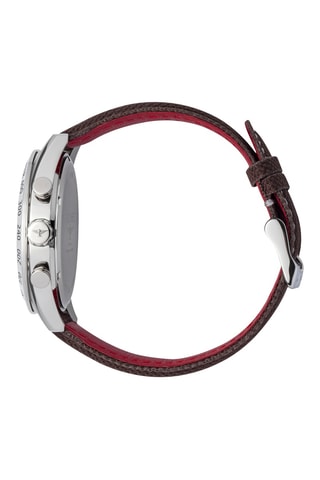 Reloj de cuarzo de tela - Taquímetro - Marrón y plateado