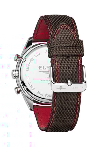 Reloj de cuarzo de tela - Taquímetro - Marrón y plateado