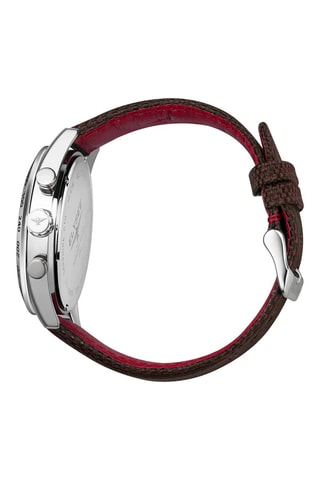 Reloj de cuarzo de tela - Taquímetro - Marrón y plateado