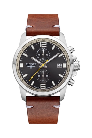 Reloj de cuarzo de piel - Cronógrafo - Marrón y plateado