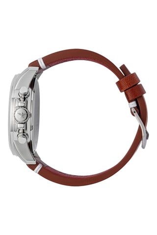 Reloj de cuarzo de piel - Cronógrafo - Marrón y plateado