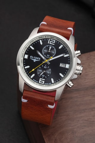 Reloj de cuarzo de piel - Cronógrafo - Marrón y plateado