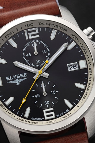 Reloj de cuarzo de piel - Cronógrafo - Marrón y plateado