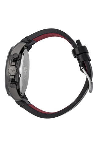 Reloj de cuarzo de piel - Taquímetro - Negro y gris