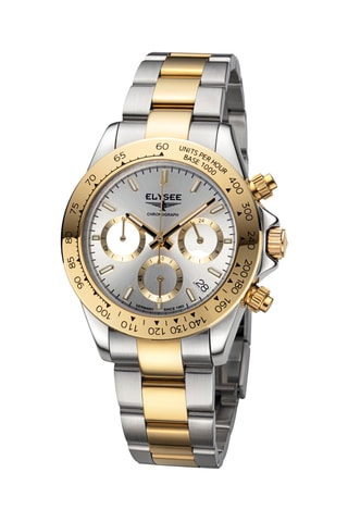 Reloj de cuarzo de acero - Taquímetro - Plateado y dorado