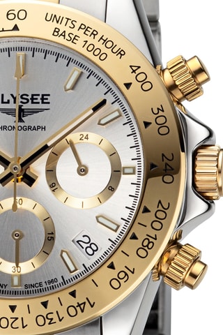 Reloj de cuarzo de acero - Taquímetro - Plateado y dorado
