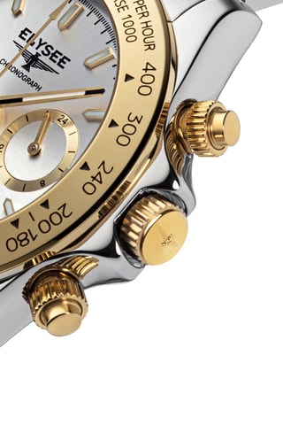 Reloj de cuarzo de acero - Taquímetro - Plateado y dorado