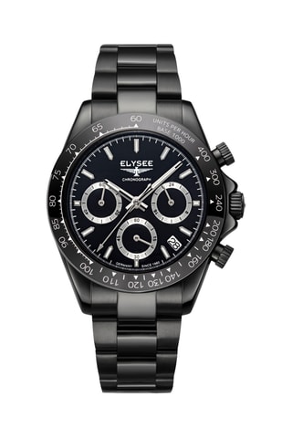 Reloj de cuarzo de acero - Taquímetro - Negro