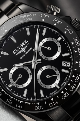 Reloj de cuarzo de acero - Taquímetro - Negro