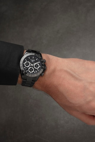 Reloj de cuarzo de acero - Taquímetro - Negro