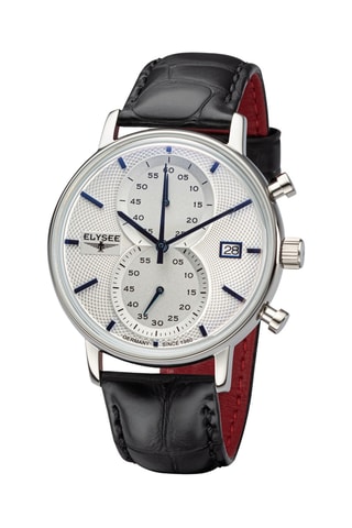 Reloj de cuarzo de piel - Cronógrafo - Negro y plateado