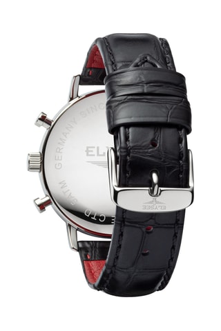 Reloj de cuarzo de piel - Cronógrafo - Negro y plateado