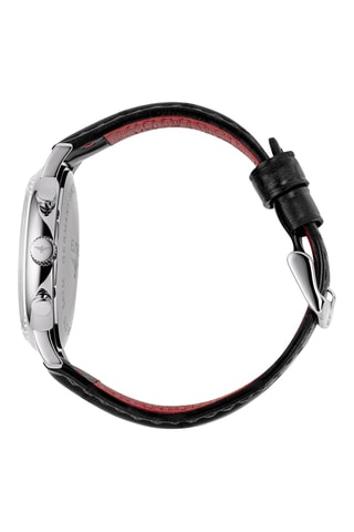 Reloj de cuarzo de piel - Cronógrafo - Negro y plateado