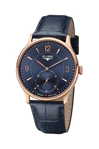 Reloj de cuarzo de piel - Azul y dorado