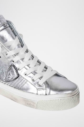 Sapatilhas subidas em couro - Prateado