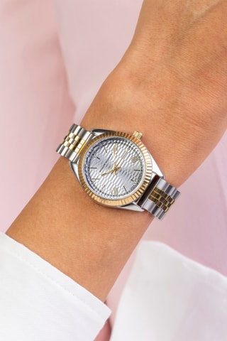 Stalen Quartz Horloge met Diamant - Monica Monaco