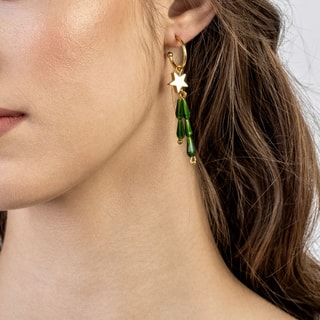 Oorbellen June - Roestvrij Staal & Kristal