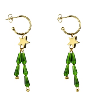 Oorbellen June - Roestvrij Staal & Kristal