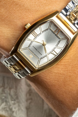 Stalen Quartz Horloge met Diamant - Goudkleurig en Zilverkleurig