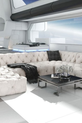 Canapé d'angle droit panoramique Volt Crème