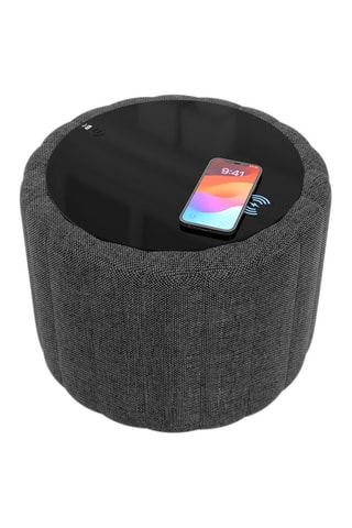 Table d’appoint ronde avec chargeur sans fil et port USB intégrés Nuvola - Anthracite