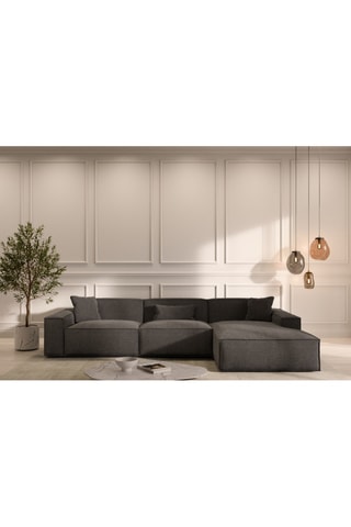 Canapé d’angle droit Lionel - Anthracite - 5 places - En tissu structurel