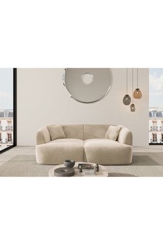 Canapé Ozura - Ecru - 2 places - En tissu velours