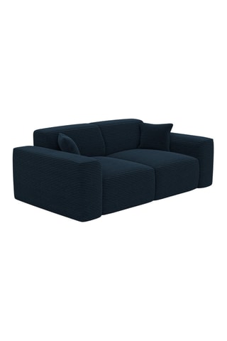 Canapé droit Lenova - Bleu atlantique - 3 places - Tissu velours côtelé