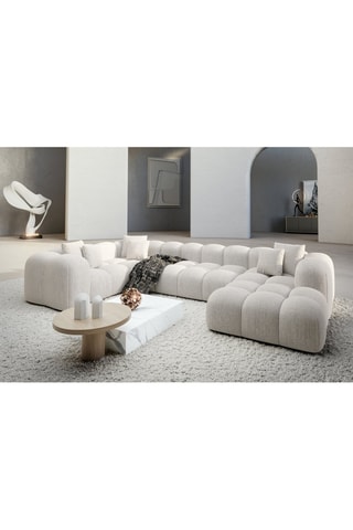 Canapé d'angle droit panoramique Nuvola - Blanc - 7 places - Tissu structuré