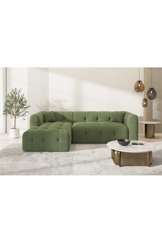 Canapé d'angle gauche Baloo - Vert - Tissu structuré - 5 places