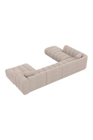 Canapé d'angle gauche panoramique Luma - Beige - 7 places - Tissu structurel