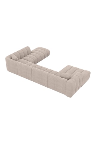 Canapé d'angle droit panoramique Luma - Beige - 7 places - Tissu structurel