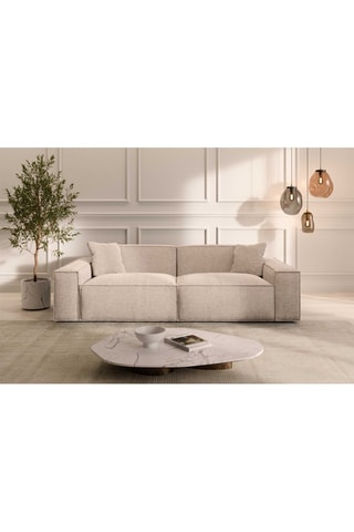 Canapé droit Lionel - Beige - 3 places - Tissu structuré