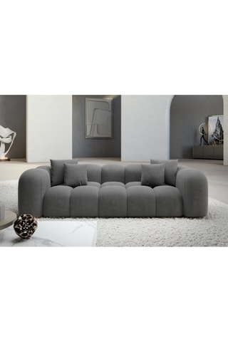 Canapé Nuvola - Gris foncé - 3 places - Tissu toucher velours