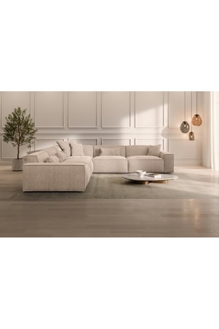 Canapé d’angle Lionel - Beige - 6 places - En tissu structurel