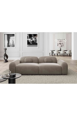 Canapé droit Labucca - Beige foncé - 3 places - En tissu velours