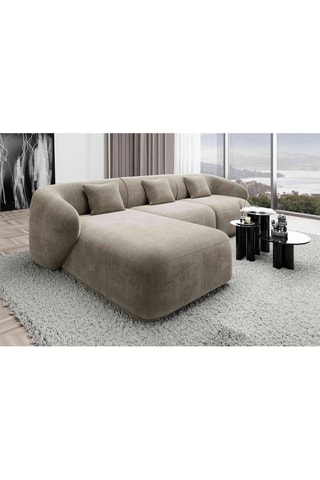 Canapé d'angle gauche Maitano - Beige foncé - 5 places - Tissu toucher velours