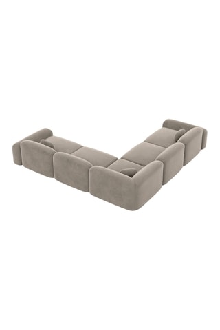 Canapé d'angle Labucca - Beige foncé - 6 places - Tissu toucher velours