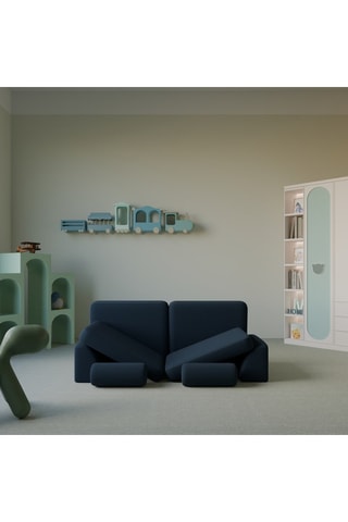 Canapé modulable Neala - Bleu marine - 4 places - Toucher velours