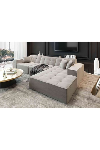 Canapé d’angle droit Atlantis - Ecru - 5 places - En polyester