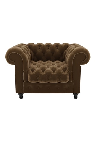 Fauteuil Chesterfield - Marron - En tissu velours