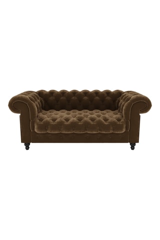 Canapé Chesterfield - Marron - 2 places - En tissu velours